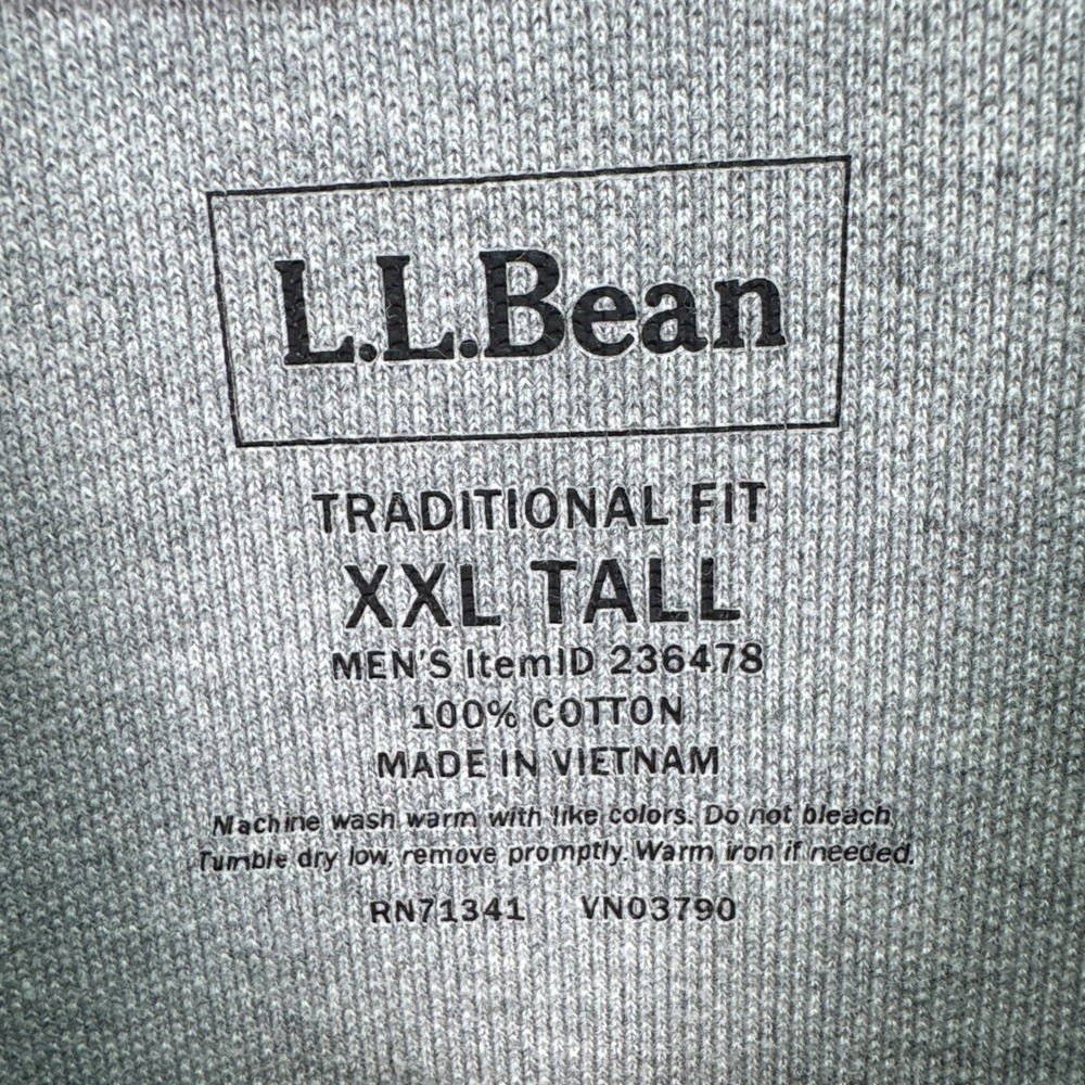 LL Bean Shirt Mens XXL Tall Gray Long Sleeve Pique Polo Traditional Fit Everyday - Picture 4 of 9